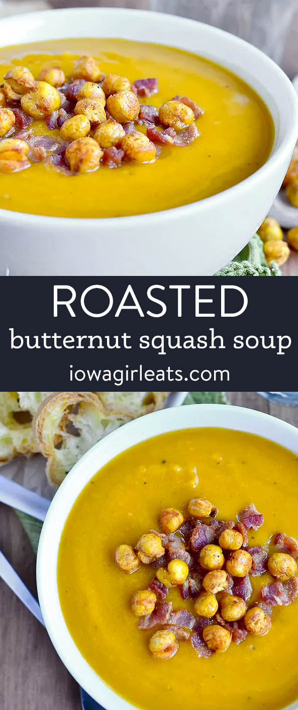 photo collage of roasted butternut squash soup