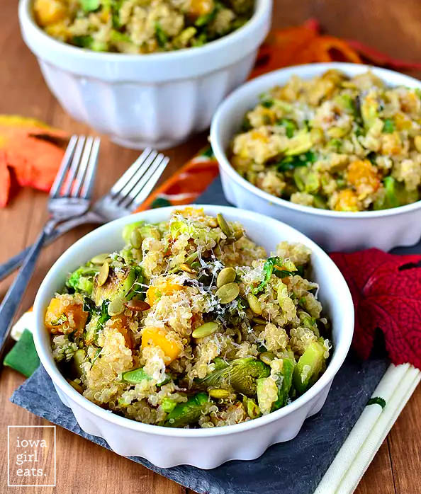 quinoa side dish in serving bowls