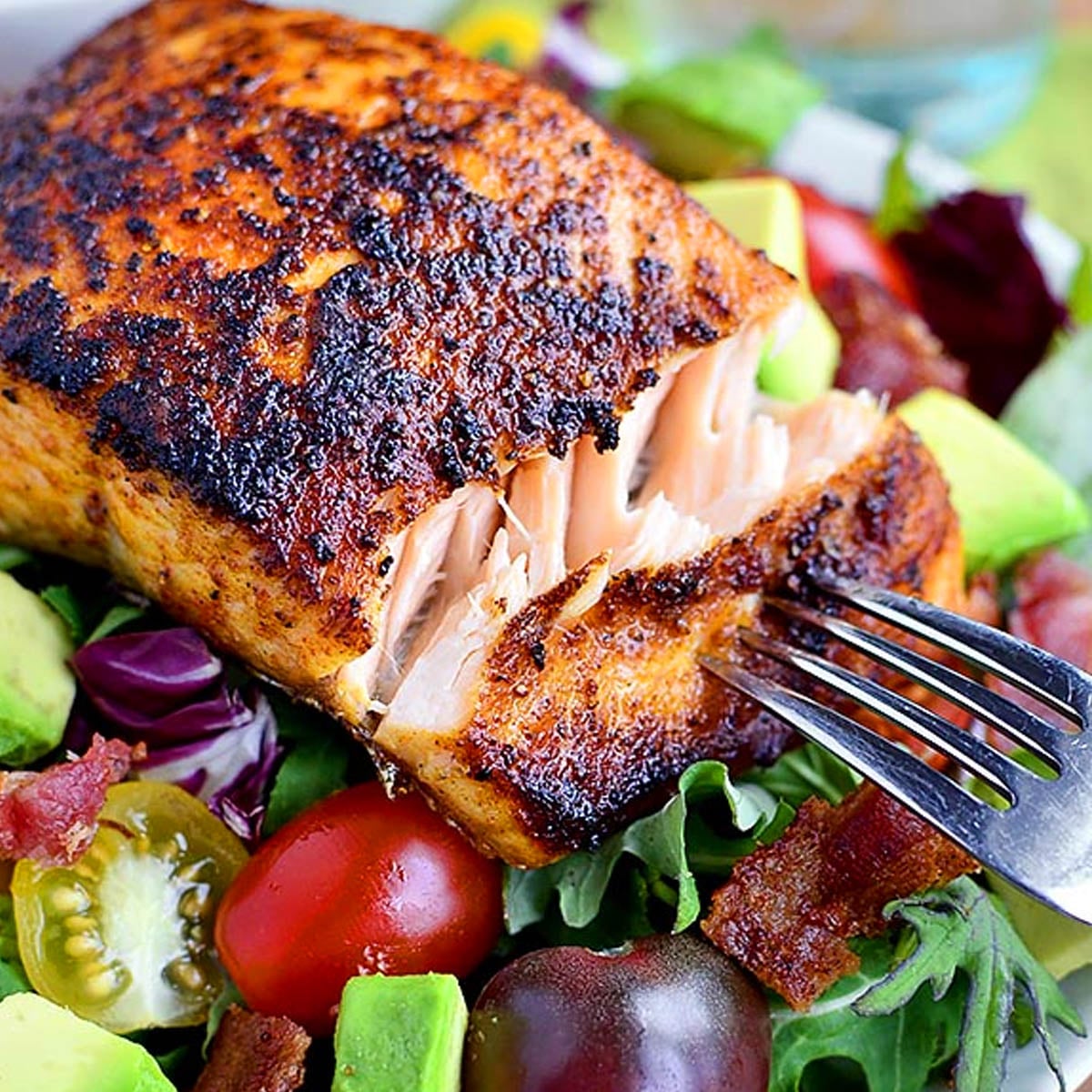 BBQ Salmon BLT Salad