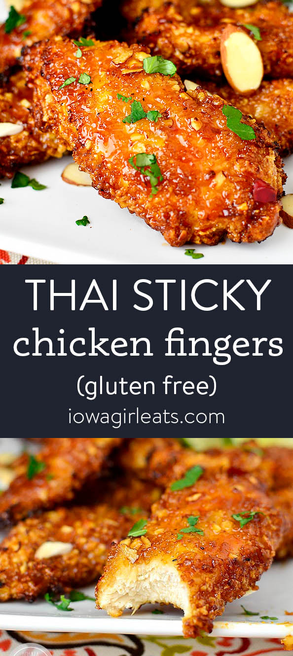 Photo collage of thai sticky chicken fingers