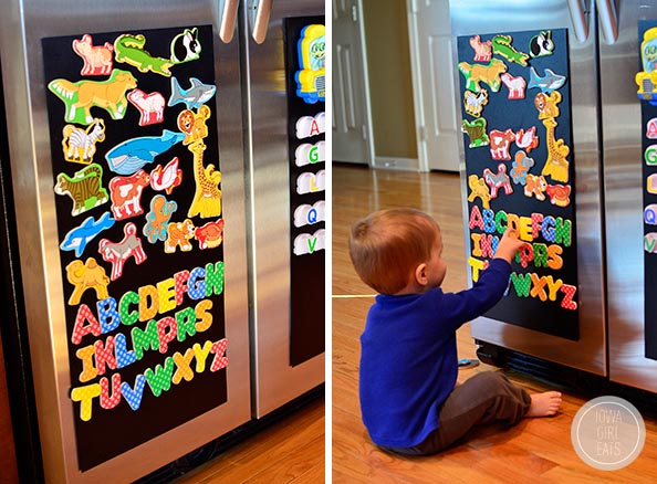 Make a DIY Magnetic Board for a Stainless Steel Fridge in minutes with this easy tutorial! #DIY #craft | iowagirleats.com