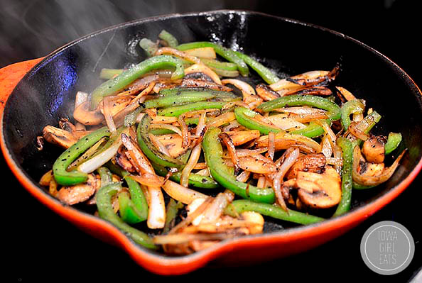 fresh vegetables sauting in a hot skillet
