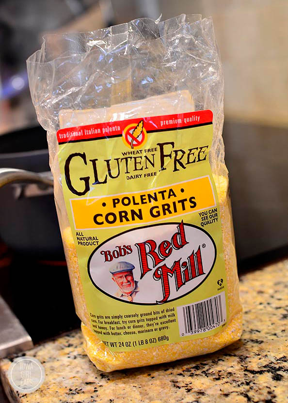 a bag of gluten free corn grits on a counter