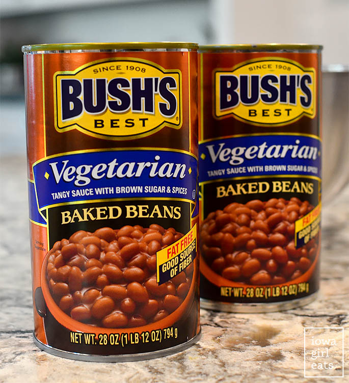 cans of bush's vegetarian baked beans