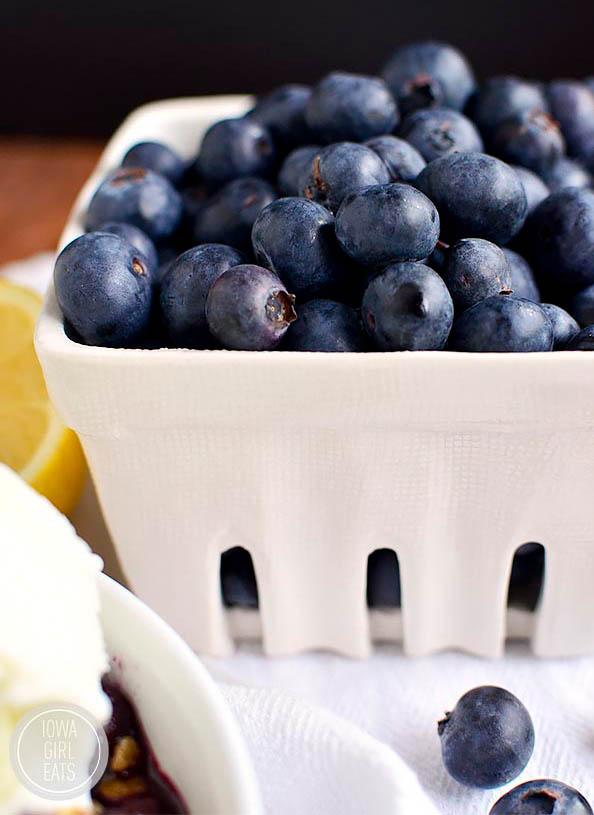 fresh blueberries in a carton