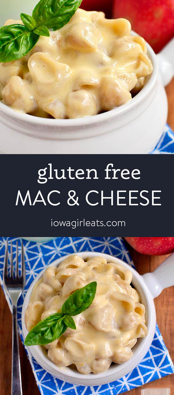 Photo collage of gluten free mac and cheese