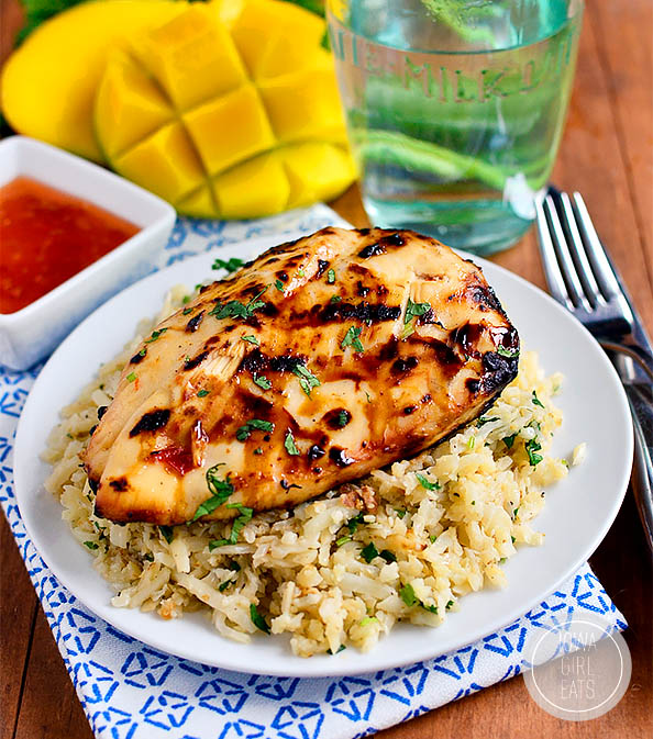 sweet chili coconut lime grilled chicken on a plate
