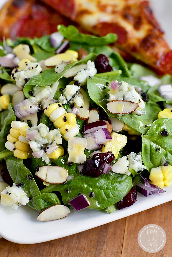 Summer Spinach Salad with Lemon Poppyseed Dressing is full of fresh summer fruits and vegetables! 