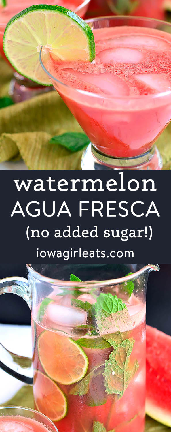 photo collage of watermelon agua fresca
