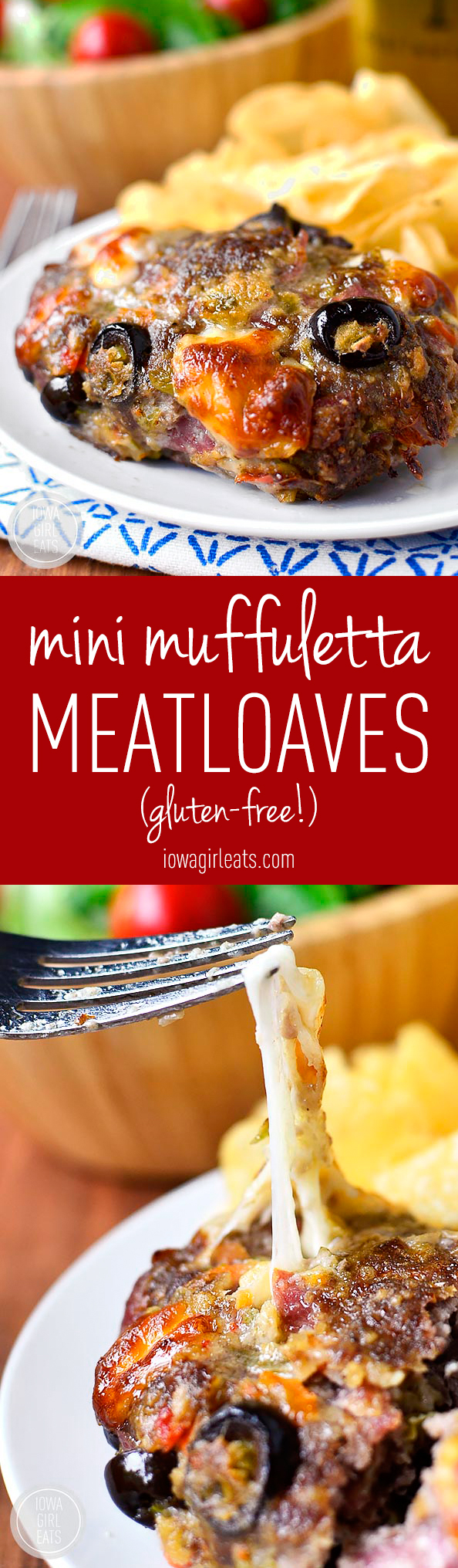 Mini Muffuletta Meatloaves are packed with NOLA-inspired flavor in a miniature, personal-sized meatloaf! #glutenfree | iowagirleats.com