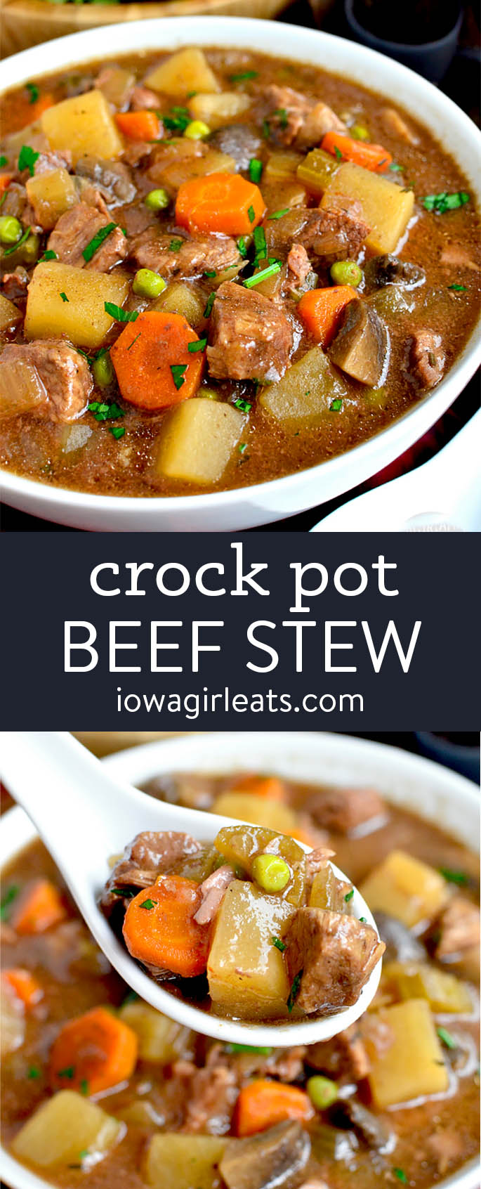 photo collage of crock pot beef stew