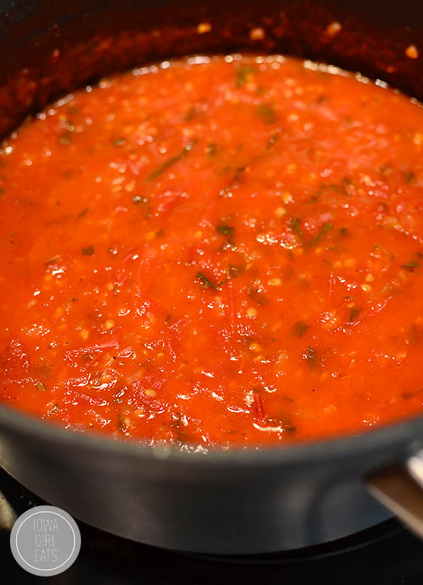 fresh tomato sauce in a pot