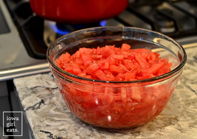 bowl of chopped fresh tomatoes