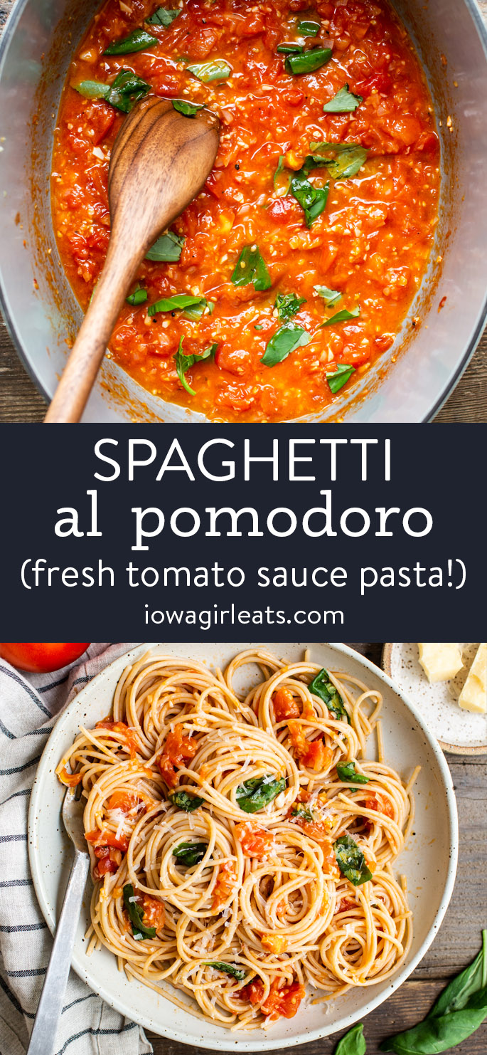 photo collage of spaghetti al pomodoro