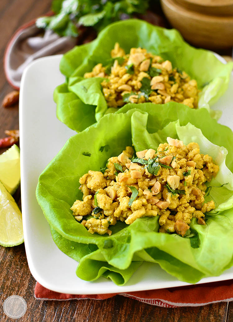 20 Minute Chicken Satay Lettuce Wraps give you all the flavor of Chicken Satay with Peanut Sauce in a snap! | iowagirleats.com