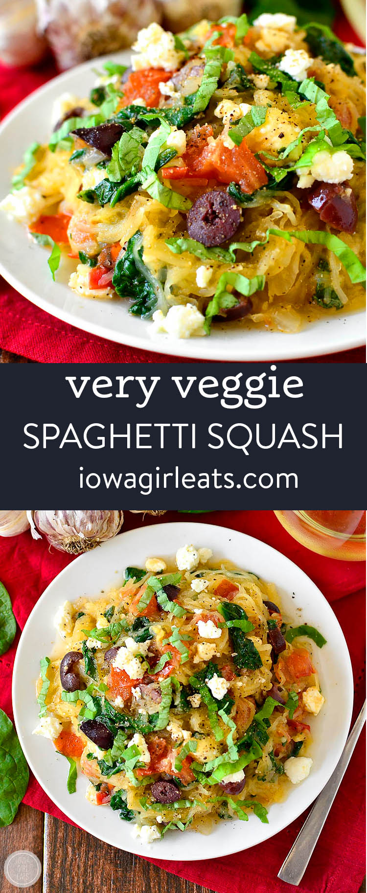 cooked spaghetti squash with vegetables and cheese on a plate