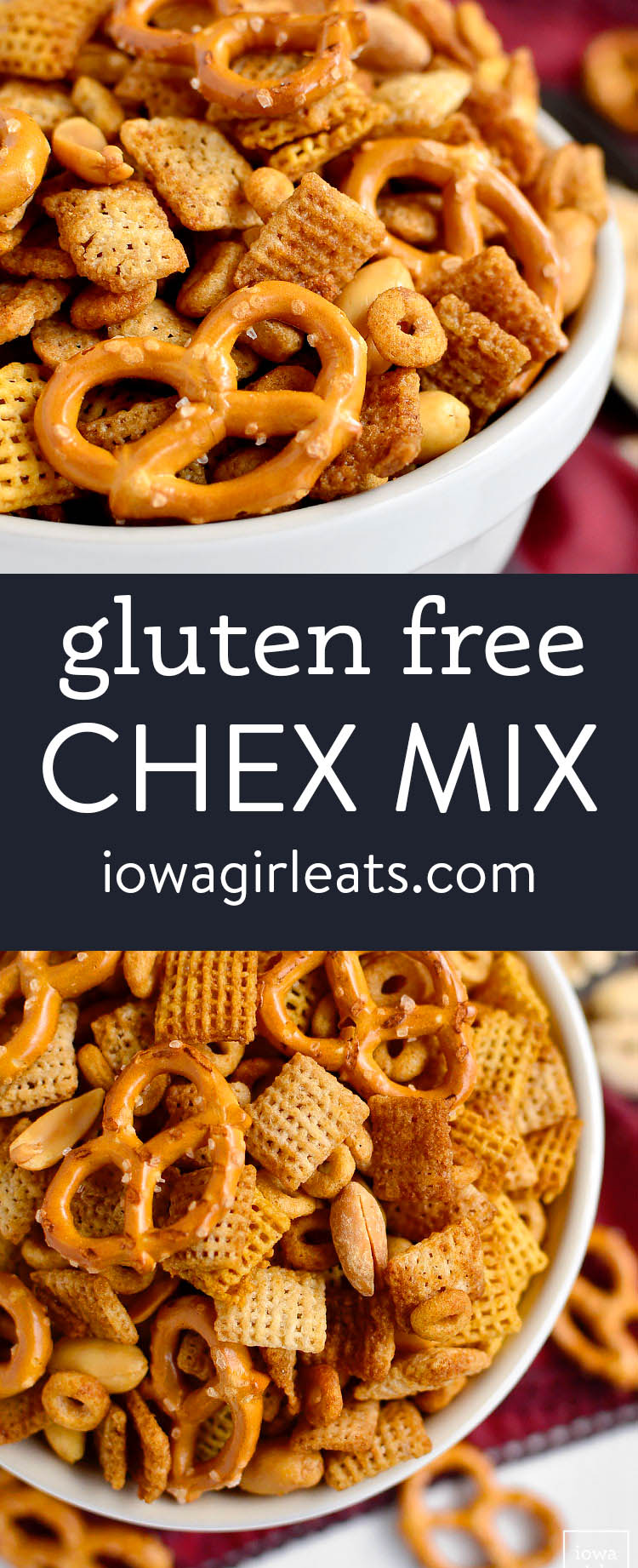 photo collage of bowl of gluten free chex mix