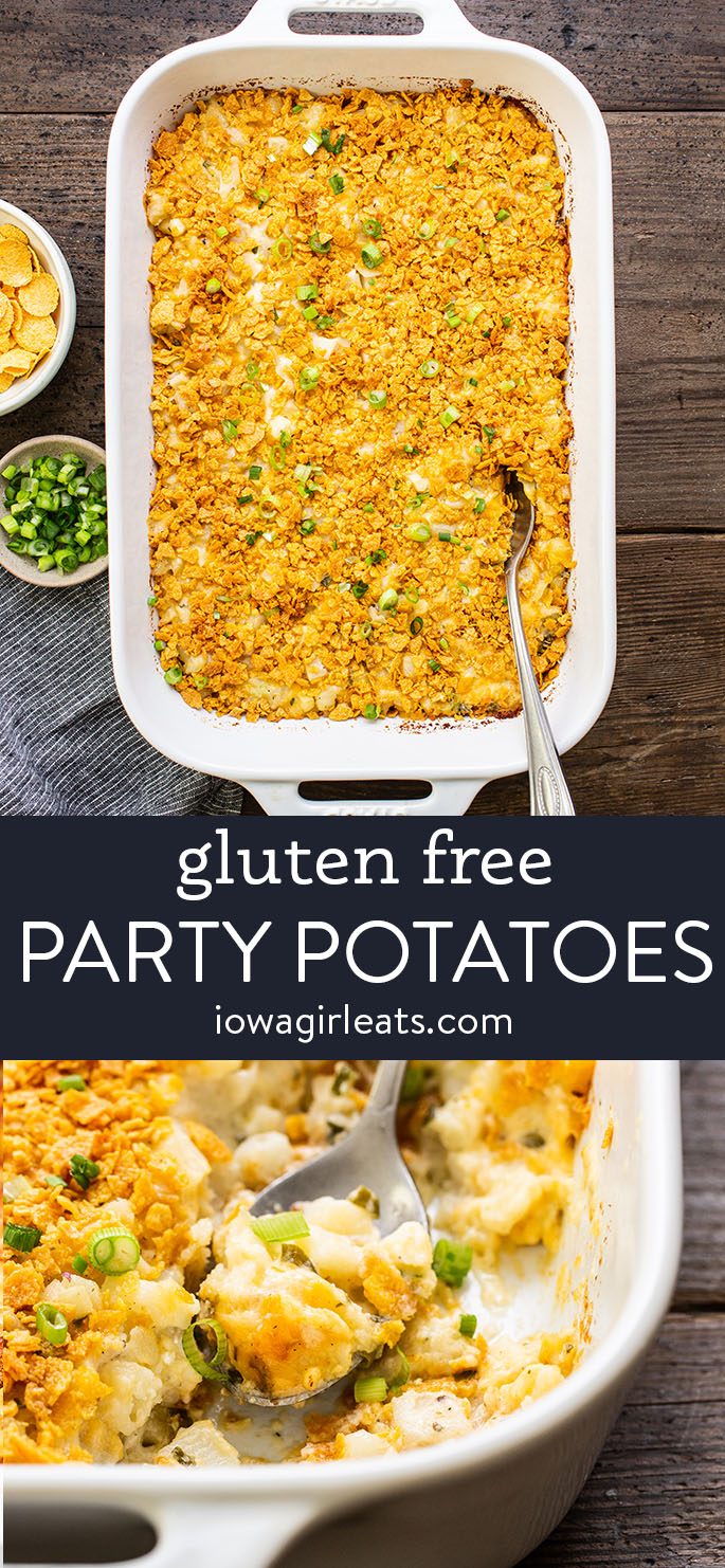 photo collage of gluten free party potatoes