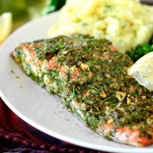 Herb and Caper Crusted Salmon