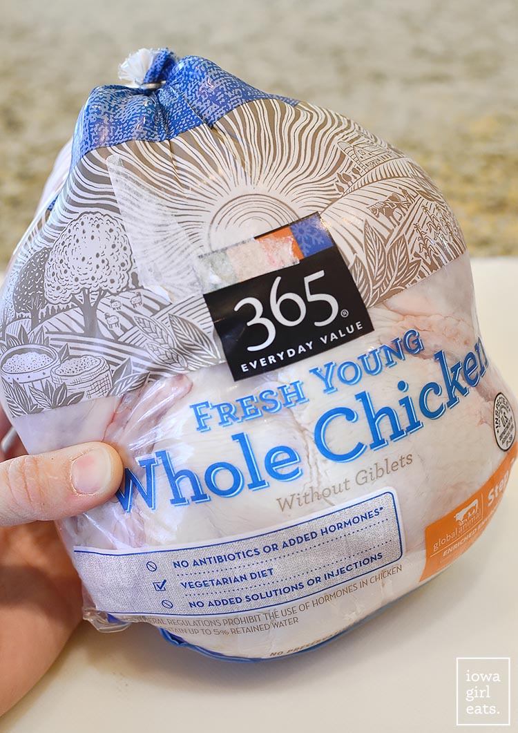Photo of whole chicken in package