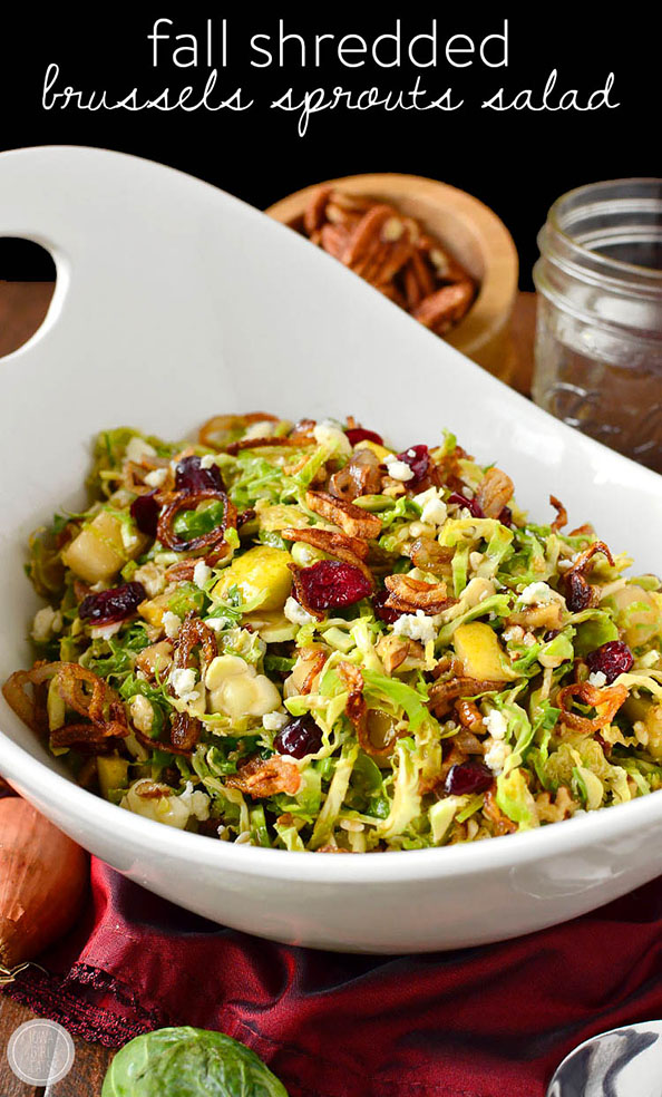 Fall Shredded Brussels Sprouts Salad | iowagirleats.com