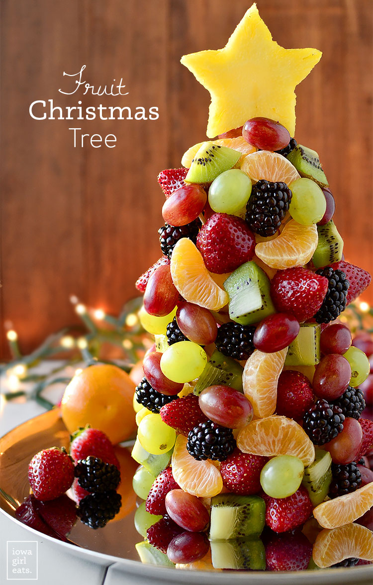 Start a new holiday tradition with a beautiful and fresh Fruit Christmas Tree! Perfect for parties, a dessert table centerpiece, or a healthy treat for Santa. | iowagirleats.com