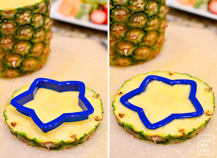 star cookie cutter on a slice of pineapple