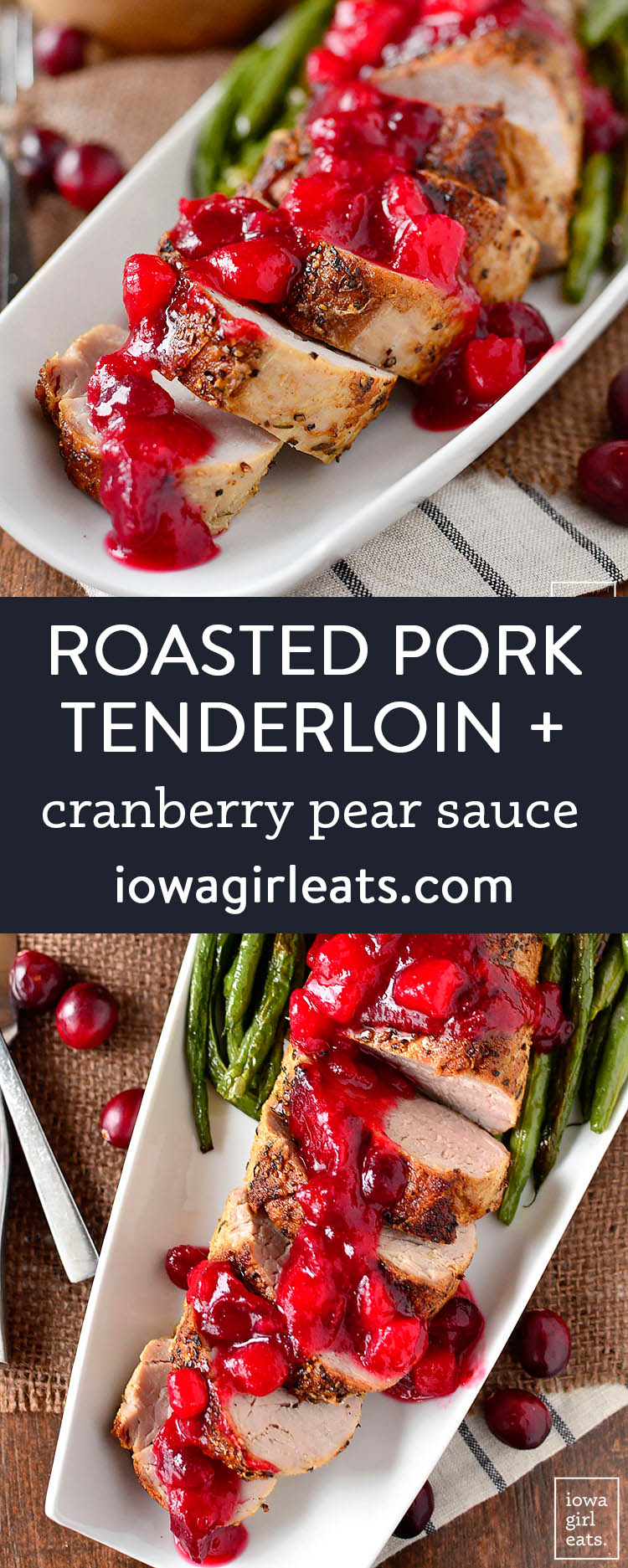Photo collage of roasted pork tenderloin