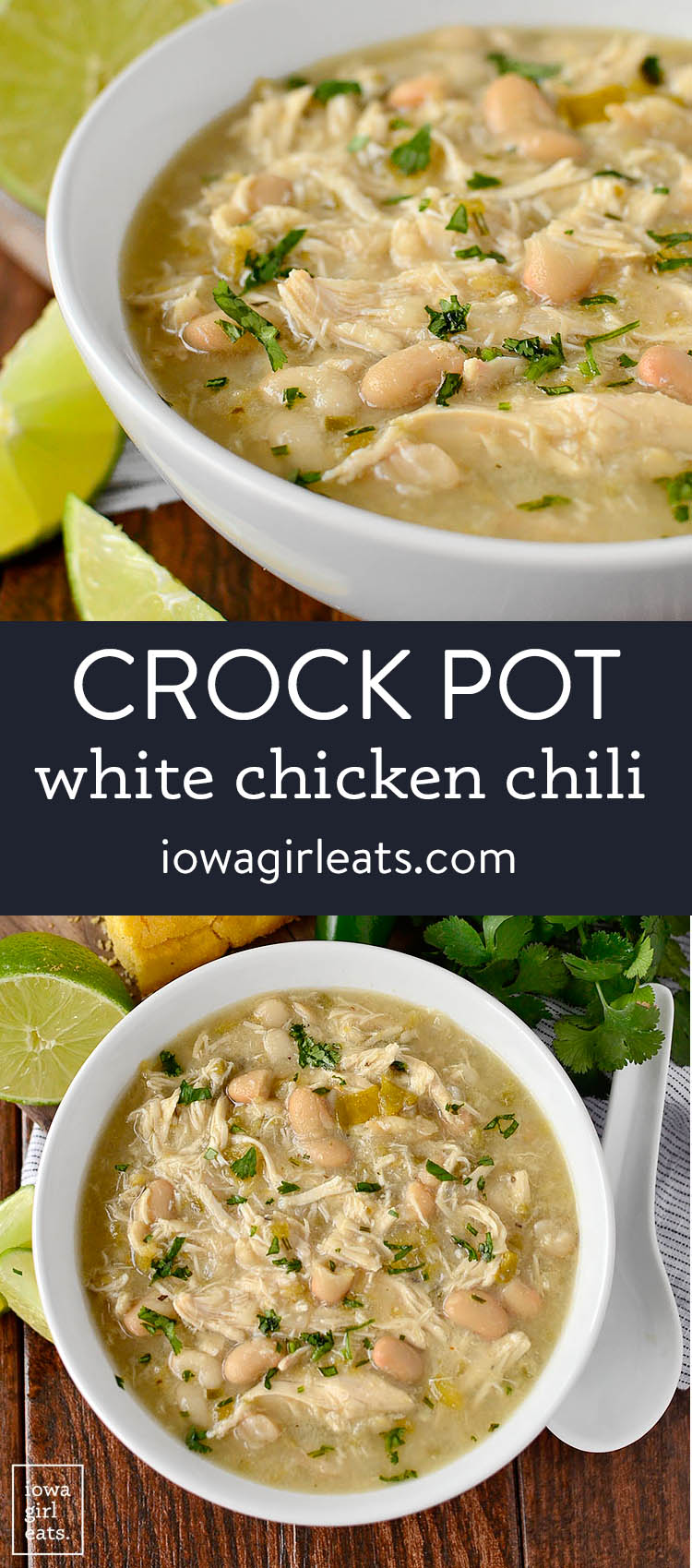 photo collage of crock pot white chicken chili