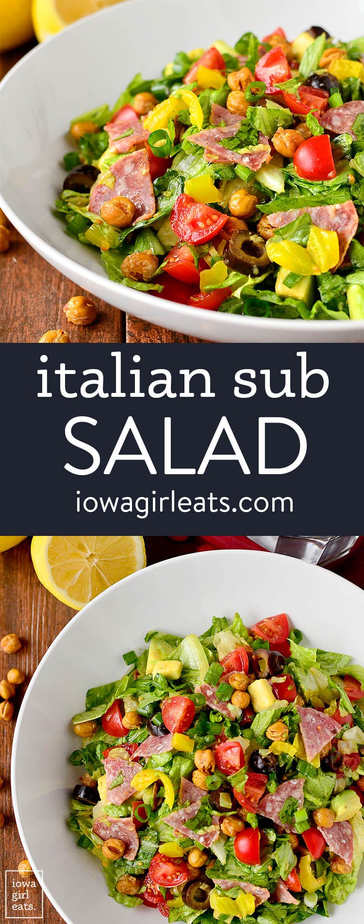 photo collage of italian sub salad
