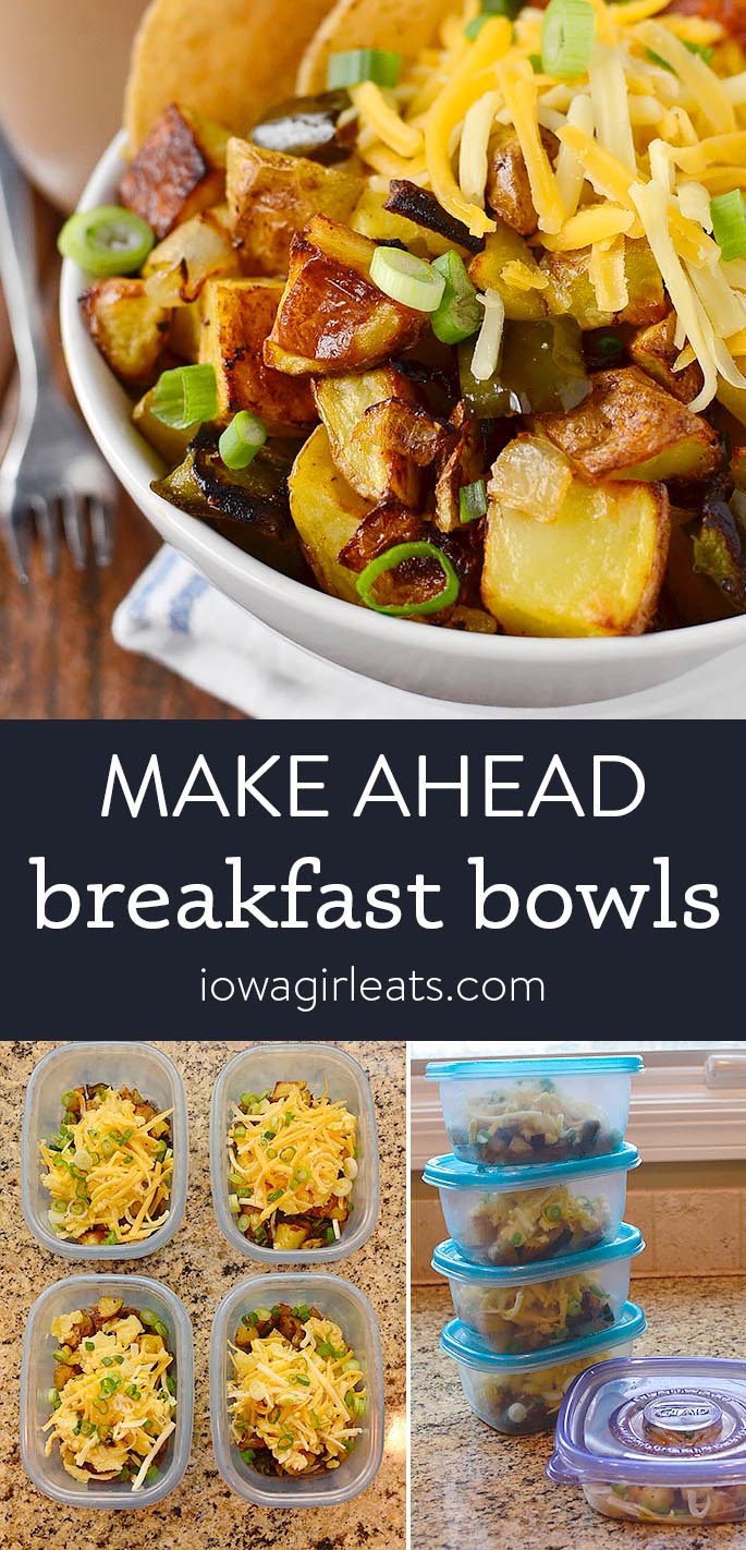 Photo collage of make ahead breakfast bowls