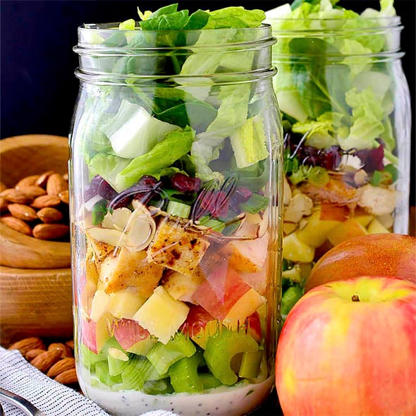 Apple Cranberry Almond Mason Jar Salads