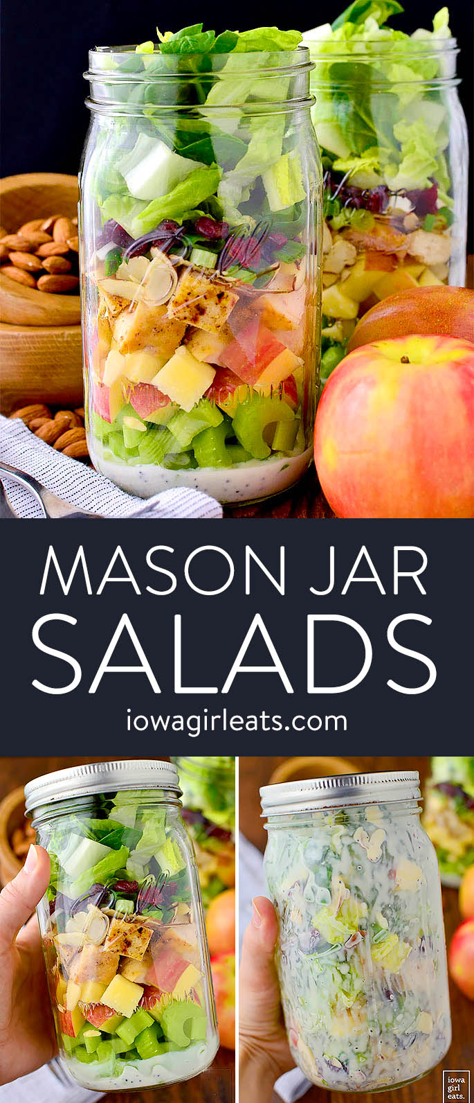 photo collage of mason jar salads