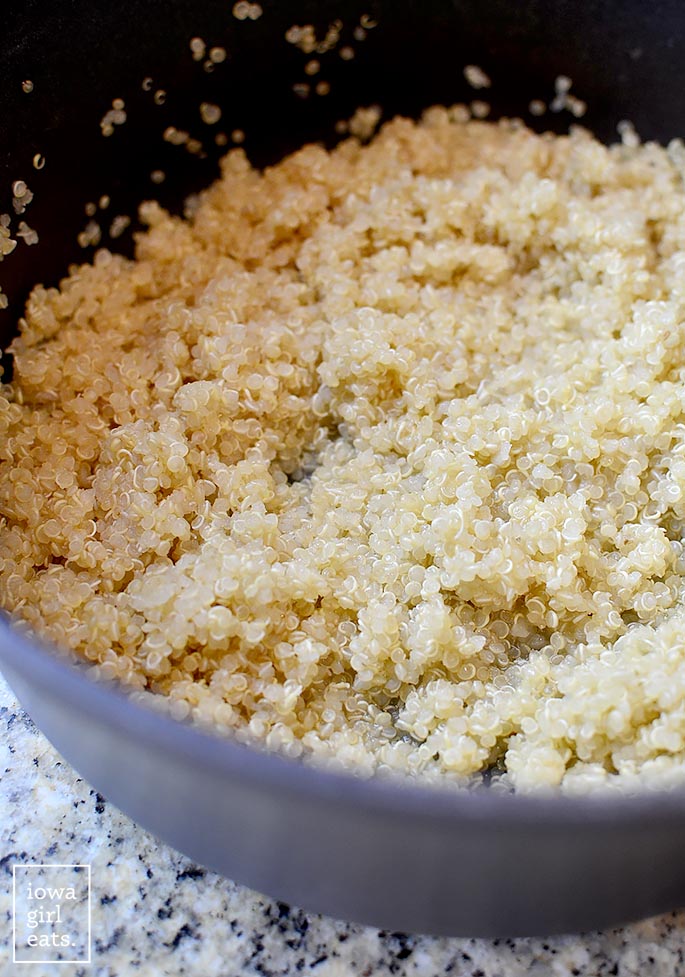 cooked quinoa in a pot