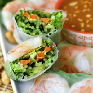 Fresh Summer Rolls with Spicy Peanut Dipping Sauce