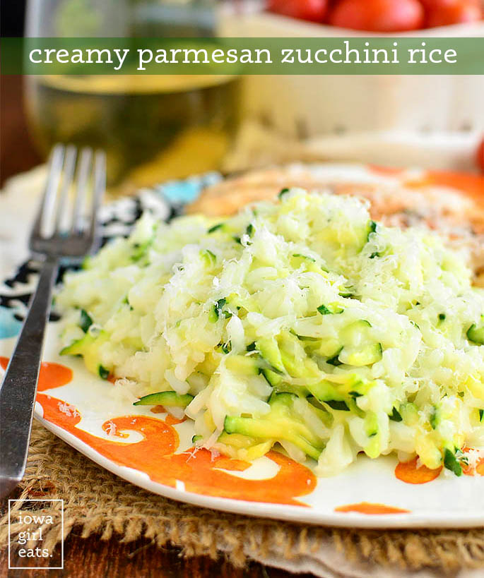 cheesy zucchini rice on a plate