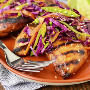 Asian Grilled Chicken with Snap Pea Slaw
