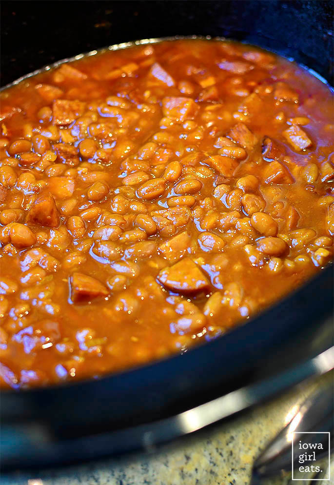 ingredients for baked beans in a crock pot