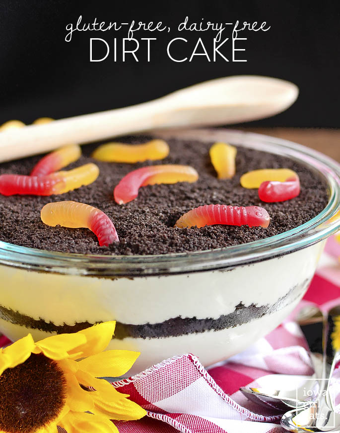 Help anyone with a gluten intolerance or dairy allergy feel like a kid again with Gluten-Free, Dairy-Free Dirt Cake! Rich and creamy, it's the perfect summertime treat. | iowagirleats.com