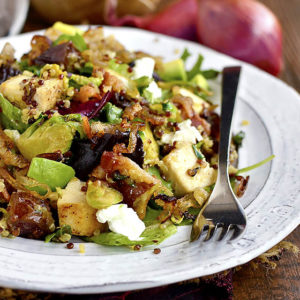 Chicken, Bacon, Date and Brussels Sprouts Quinoa Power Salad