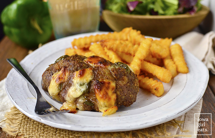 Mini Philly Cheesesteak Meatloaves are a fun and gluten-free dinner recipe that both kids and adults will love! | iowagirleats.com