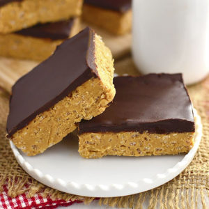 No-Bake Crispy Chocolate Peanut Butter Bars are a 5-ingredient dairy-free, gluten-free dessert recipe that taste like a crispy Reese's Peanut Butter Cup! | iowagirleats.com