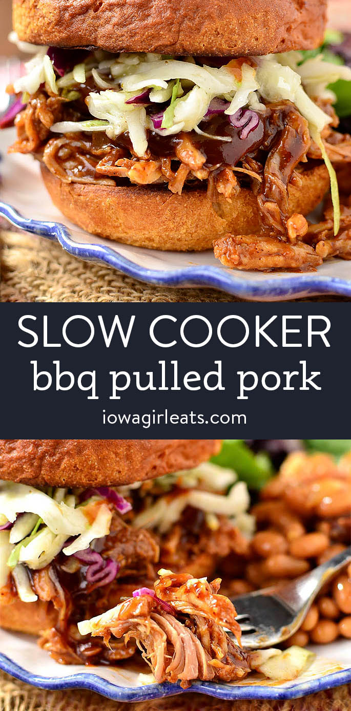 photo collage of slow cooker pulled pork