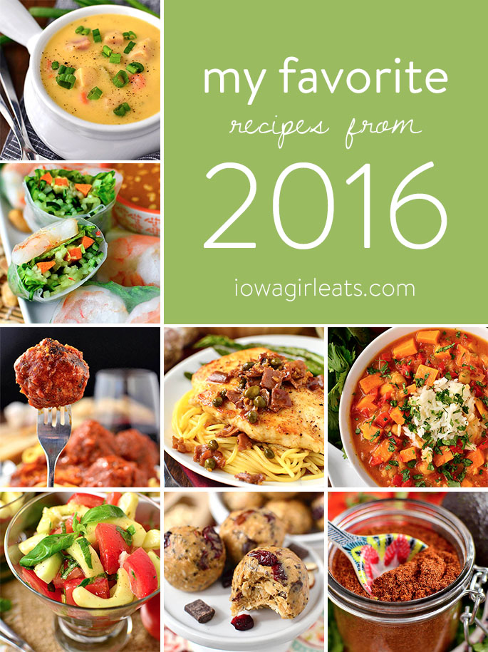 From soups to salads, appetizers, treats and more, here are my 16 favorite recipes from 2016! | iowagirleats.com