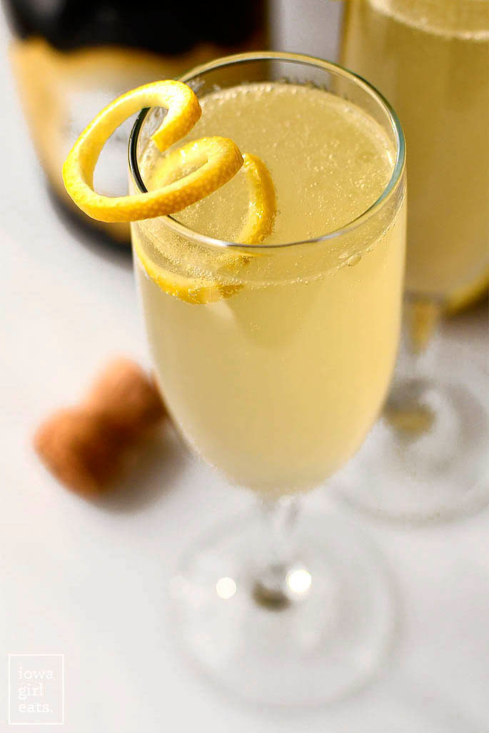 overhead view of a glass of French 75