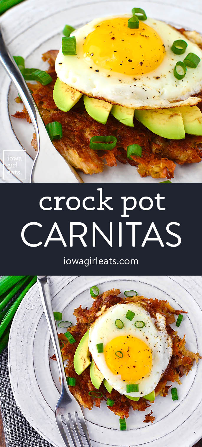 photo collage of crock pot carnitas