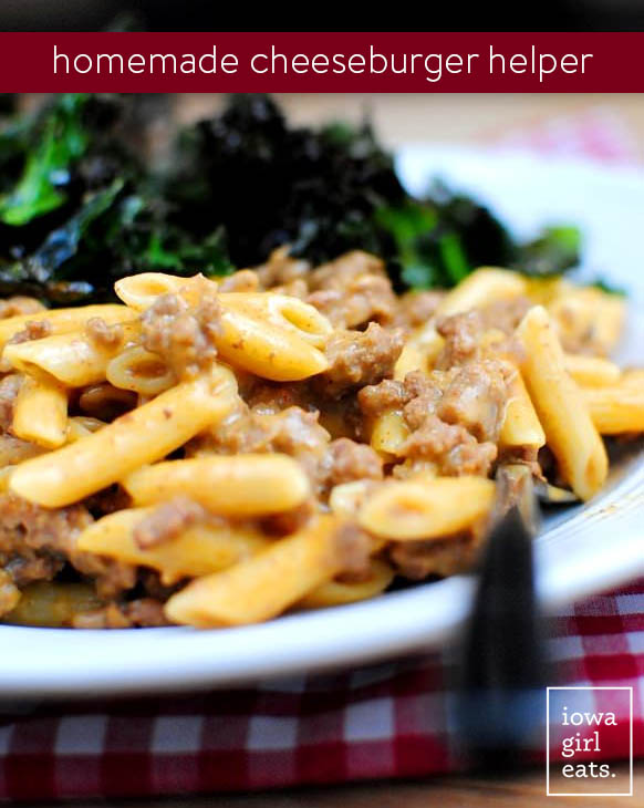 Homemade Cheeseburger Helper is the healthier, homemade version of boxed Hamburger Helper. This gluten-free dinner recipe is incredibly delicious! | iowagirleats.com