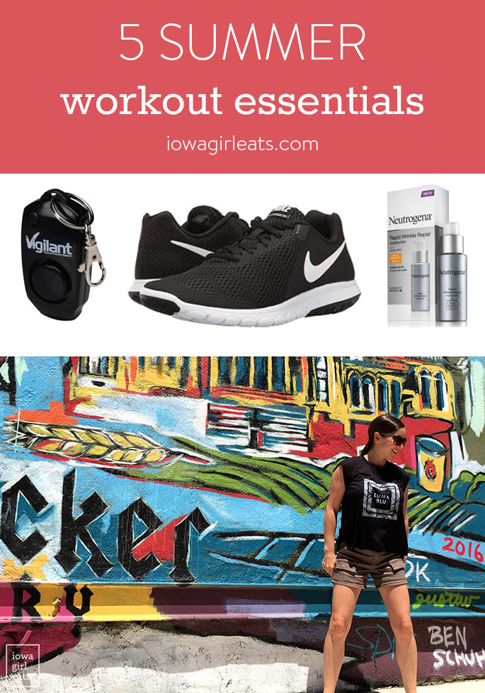 Summer's here which means it's time to head outside! Stock up on my 5 summer workout essentials before going outdoors. | iowagirleats.com