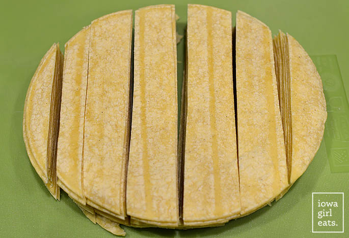 corn tortillas cut into strips