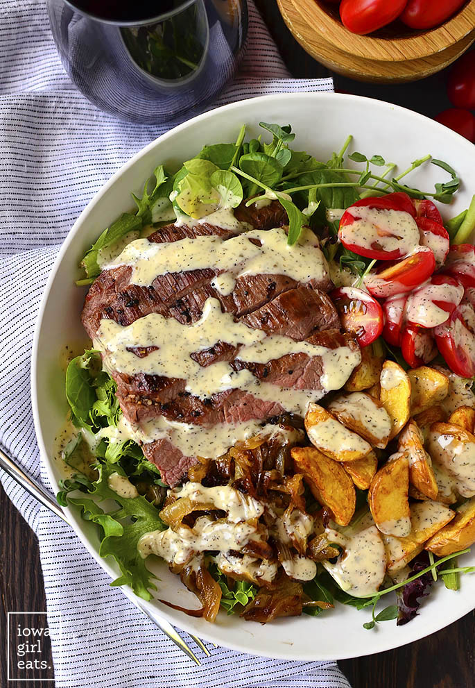Steak and Potato Bowls are a healthy and hearty grilled gluten-free dinner recipe. Perfect for summer, or any time of year! | iowagirleats.com